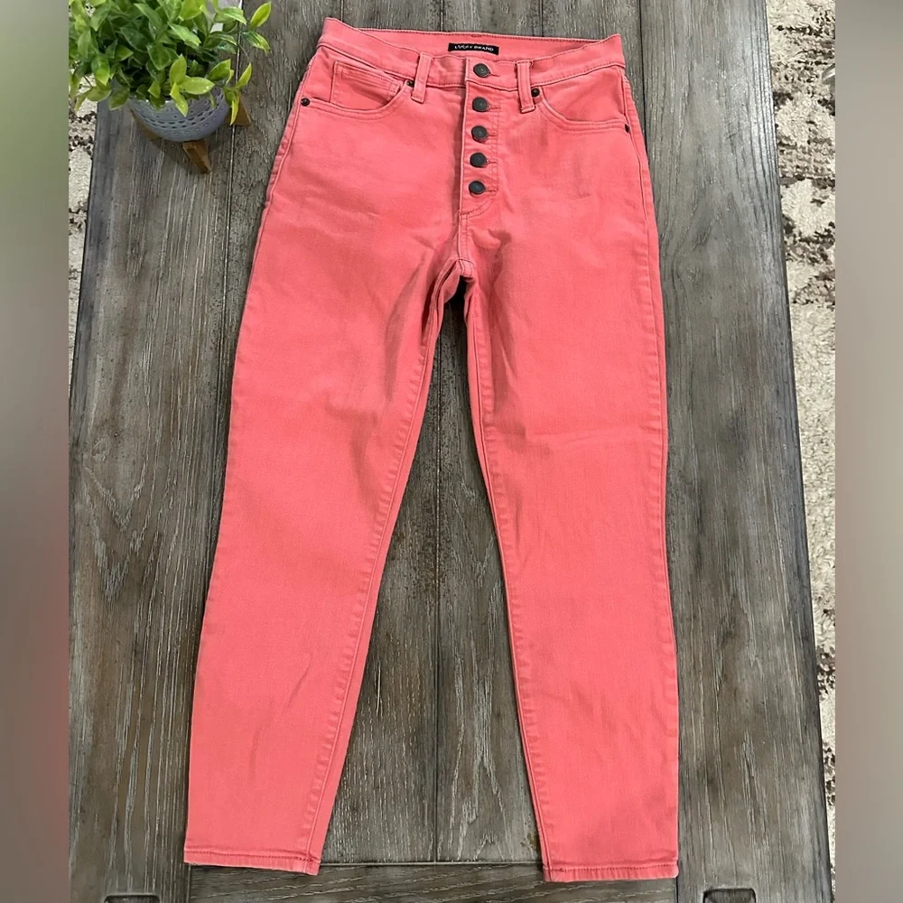 Lucky Brand High Rise Crop Coral Jeans